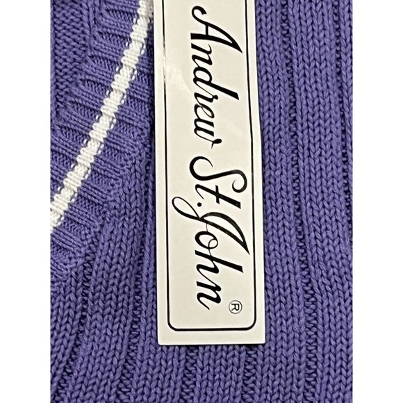 Vintage Andrew St John Medium Women’s Sweater Vest Knit Purple Stripe Golf NWT - Picture 4 of 8